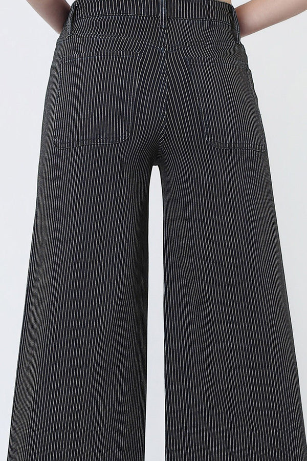 Vervet High Rise Striped Wide Jeans - Blush & Cactus