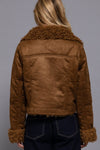 Inside Fur Suede Short Jacket - Blush & Cactus