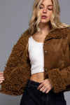 Inside Fur Suede Short Jacket - Blush & Cactus