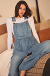 ODDI Wide - leg Washed Denim Overall Jumpsuit - Blush & Cactus