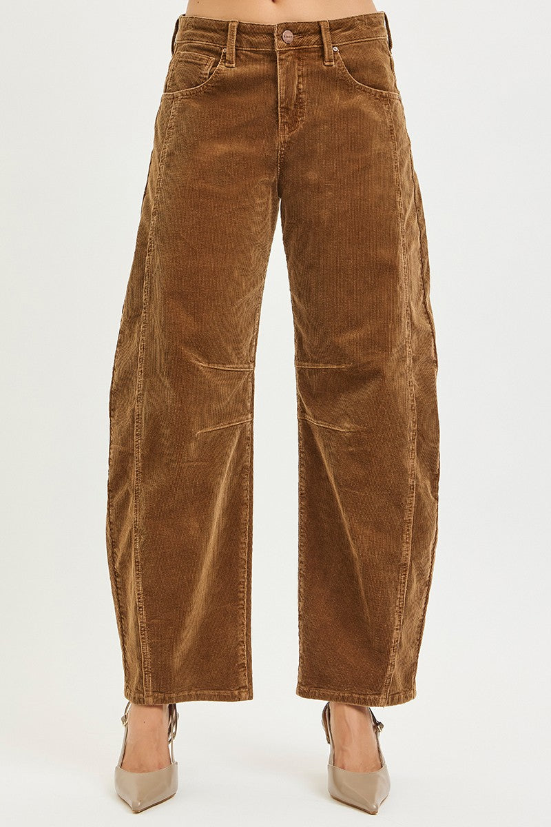 Risen Slouchy Ankle Barrel Corduroy Pants