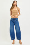 Risen Mid Rise Crop Barrel Jeans - Blush & Cactus