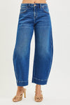 Risen Mid Rise Crop Barrel Jeans - Blush & Cactus