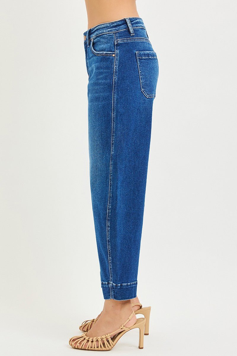 Risen Mid Rise Crop Barrel Jeans - Blush & Cactus