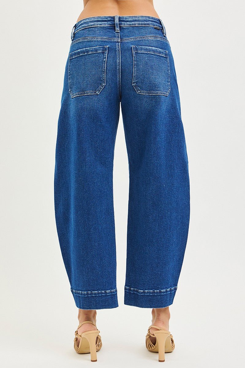 Risen Mid Rise Crop Barrel Jeans - Blush & Cactus