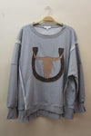 ODDI Bull Skull and Horseshoe Sweatshirt - Blush & Cactus