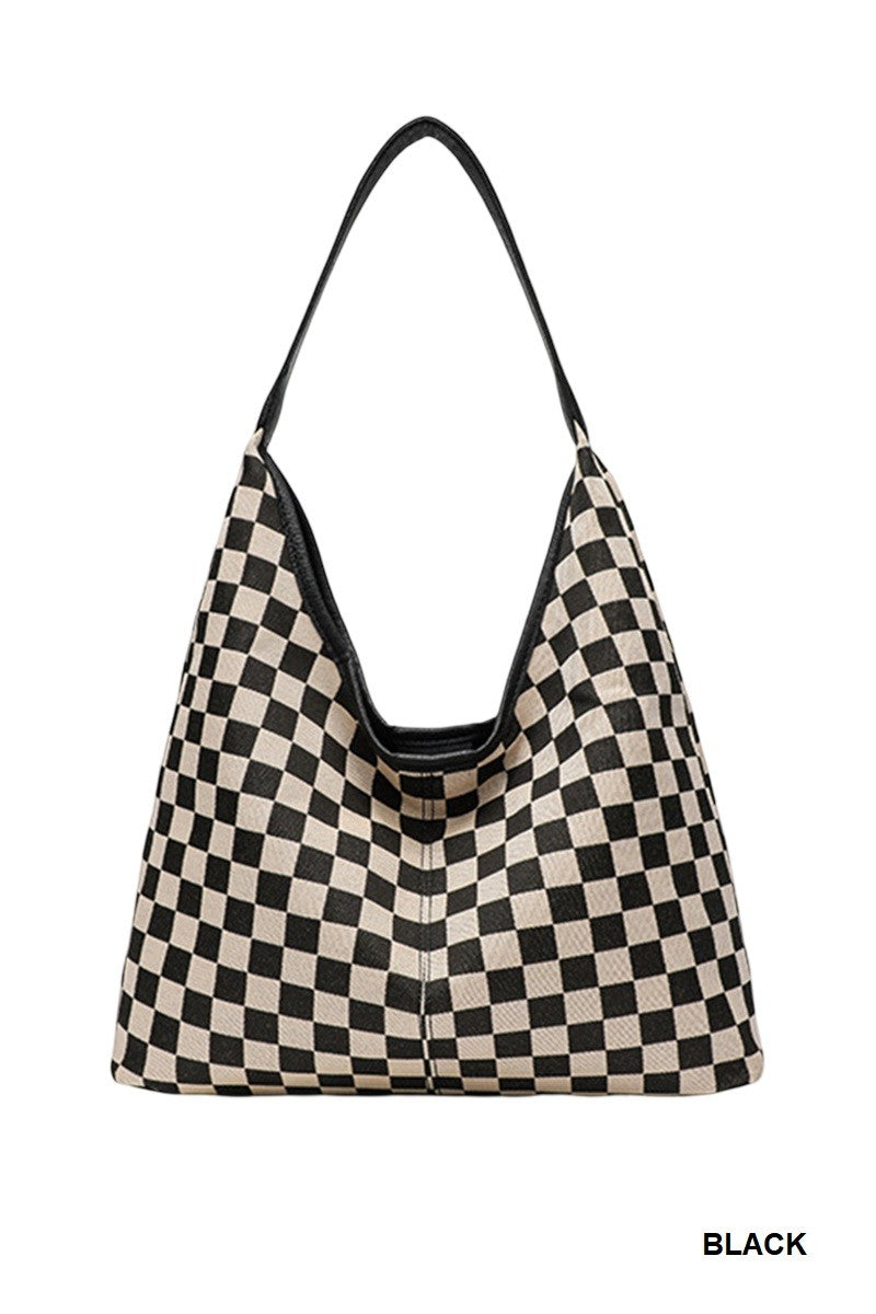 Checkered Hobo Tote Bag