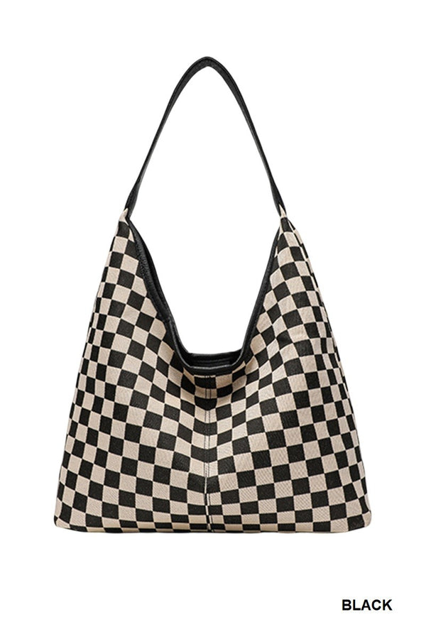 Checkered Hobo Tote Bag