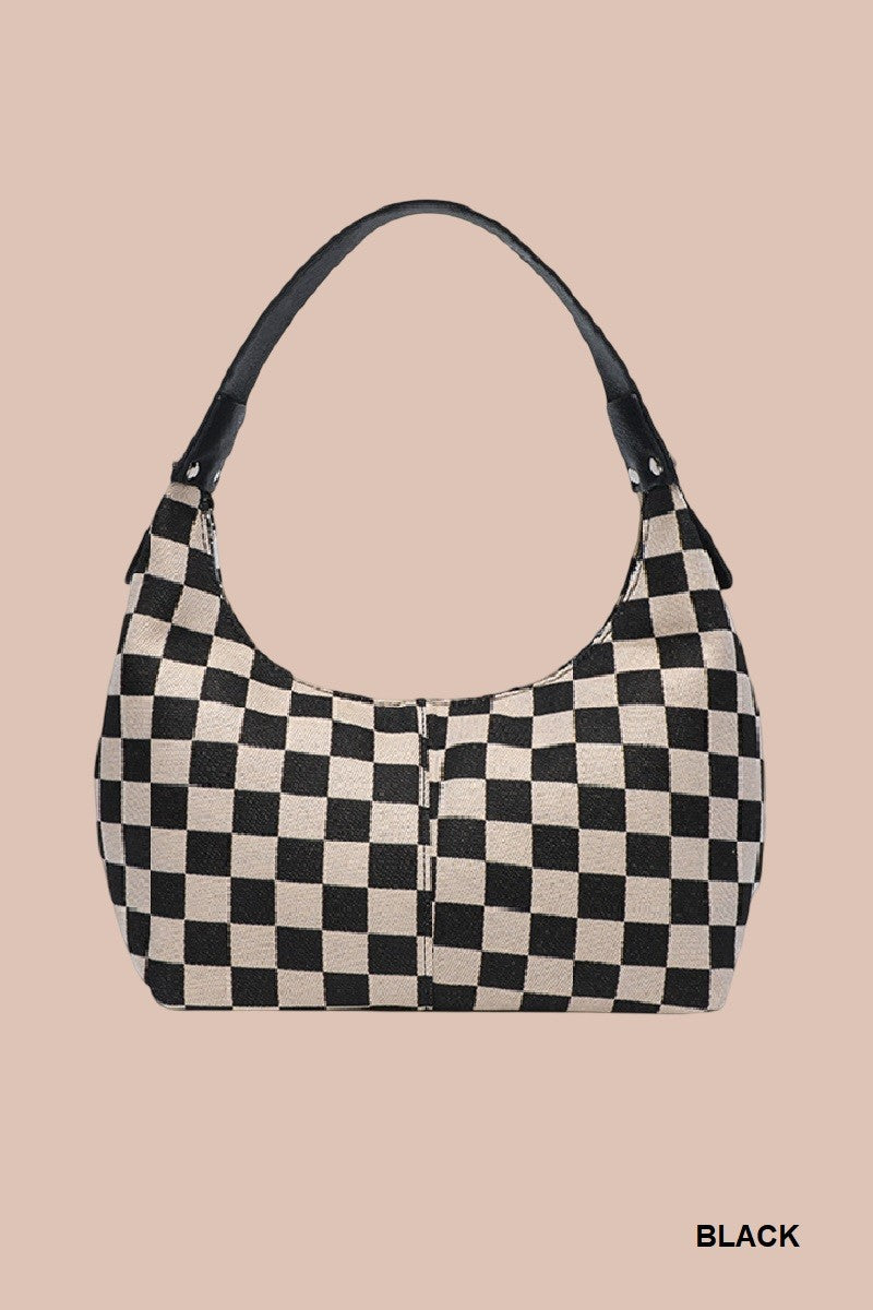 Checkered Underarm Shoulder Handbag