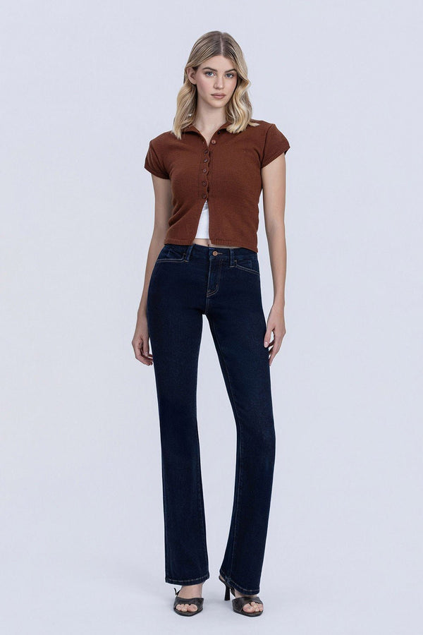 Lovervet High Rise Seamless Waistband Bootcut Jeans - Blush & Cactus