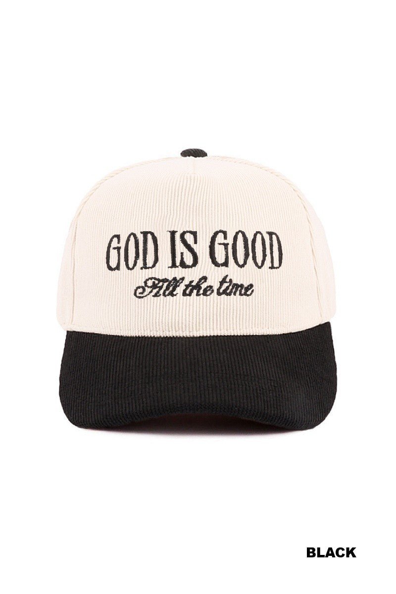 God Is Good All The Time Two Tone Corduroy Cap - Blush & Cactus