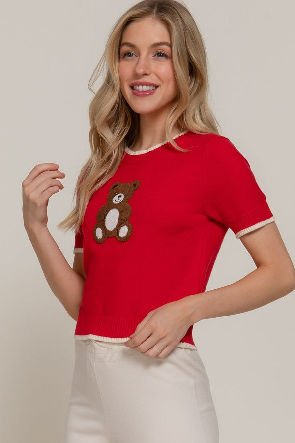 Teddy Chic Red Sweater - Blush & Cactus