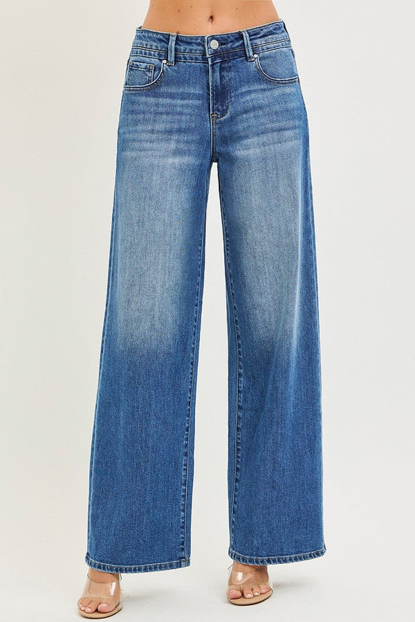 Risen Slouchy Baggy Jeans - Medium Wash - Blush & Cactus