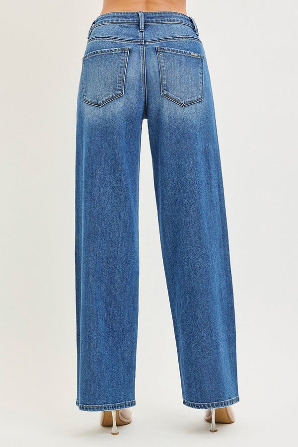 Risen Slouchy Baggy Jeans - Medium Wash - Blush & Cactus