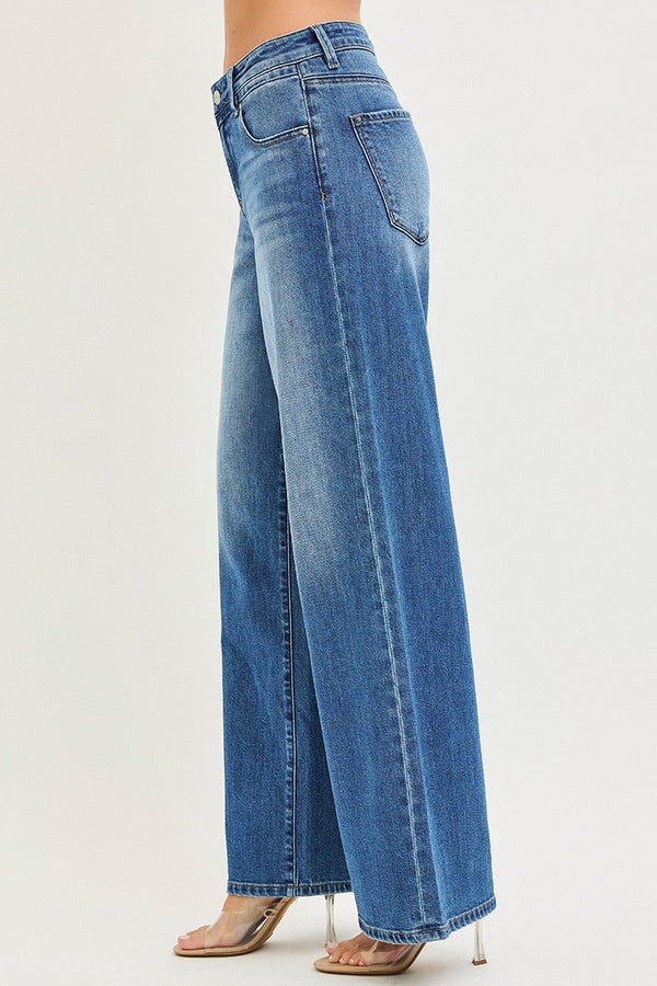 Risen Slouchy Baggy Jeans - Medium Wash - Blush & Cactus