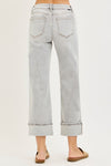 Risen Mid Rise Crop Straight Jeans With Cuff - Blush & Cactus