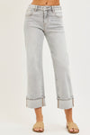 Risen Mid Rise Crop Straight Jeans With Cuff - Blush & Cactus