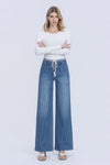 Lovervet High Rise Elastic Wb W Drawcord Stripe Wide Jeans - Blush & Cactus