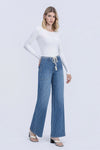 Lovervet High Rise Elastic Wb W Drawcord Stripe Wide Jeans - Blush & Cactus