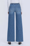 Lovervet High Rise Elastic Wb W Drawcord Stripe Wide Jeans - Blush & Cactus