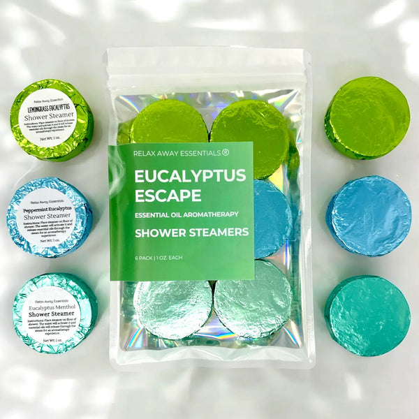 Eucalyptus Escape Shower Steamers 6 Pack - Made in USA - Spa - Blush & Cactus