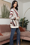 Angie Multi Coloed Fuzzy Cardigan with Pockets - Blush & Cactus
