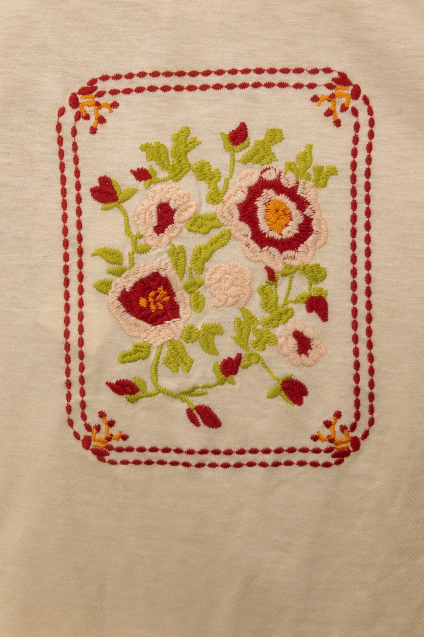 Embroidery Floral Tee - Blush & Cactus