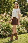 Embroidery Floral Tee - Blush & Cactus