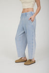 Acid Washed Elastic Waist Knit Joggers
