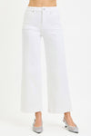 Risen Tummy Control High Rise Crop Wide Jeans- WHITE - Blush & Cactus