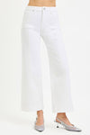 Risen Tummy Control High Rise Crop Wide Jeans- WHITE - Blush & Cactus
