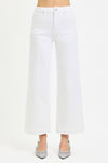 Risen Tummy Control High Rise Crop Wide Jeans- WHITE - Blush & Cactus