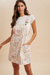 Floral Patchwork Print Overall Mini Dress