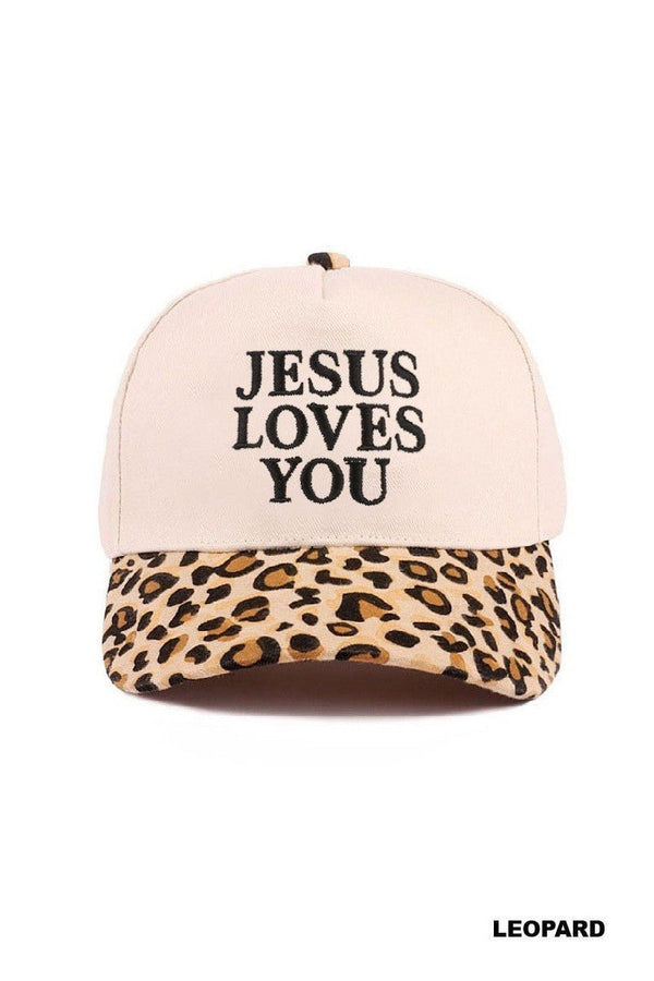 Jesus Loves You Two Tone Cotton Hat - Blush & Cactus