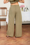 High Elastic Waist Wide Leg Lounge Pants - Blush & Cactus