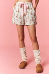 Bunny Print Gauze Piped Bow Pajama Set - Blush & Cactus