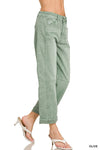 Barrel-leg Cropped Color Denim Pants