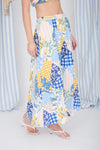 Multi - pattern High Waist Maxi Skirt & sleveless boxy crop top Set - Blush & Cactus