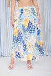 Multi - pattern High Waist Maxi Skirt & sleveless boxy crop top Set - Blush & Cactus