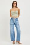 Risen Elastic Band Slouchy Cropped Baggy Patch Pockets - Blush & Cactus