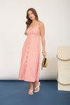 Stripe Sweetheart Buttondown Sleeveless Midi Dress - Blush & Cactus
