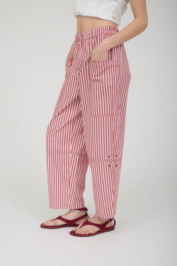 Stripe Pocket Detail Wide Leg Pants - Blush & Cactus