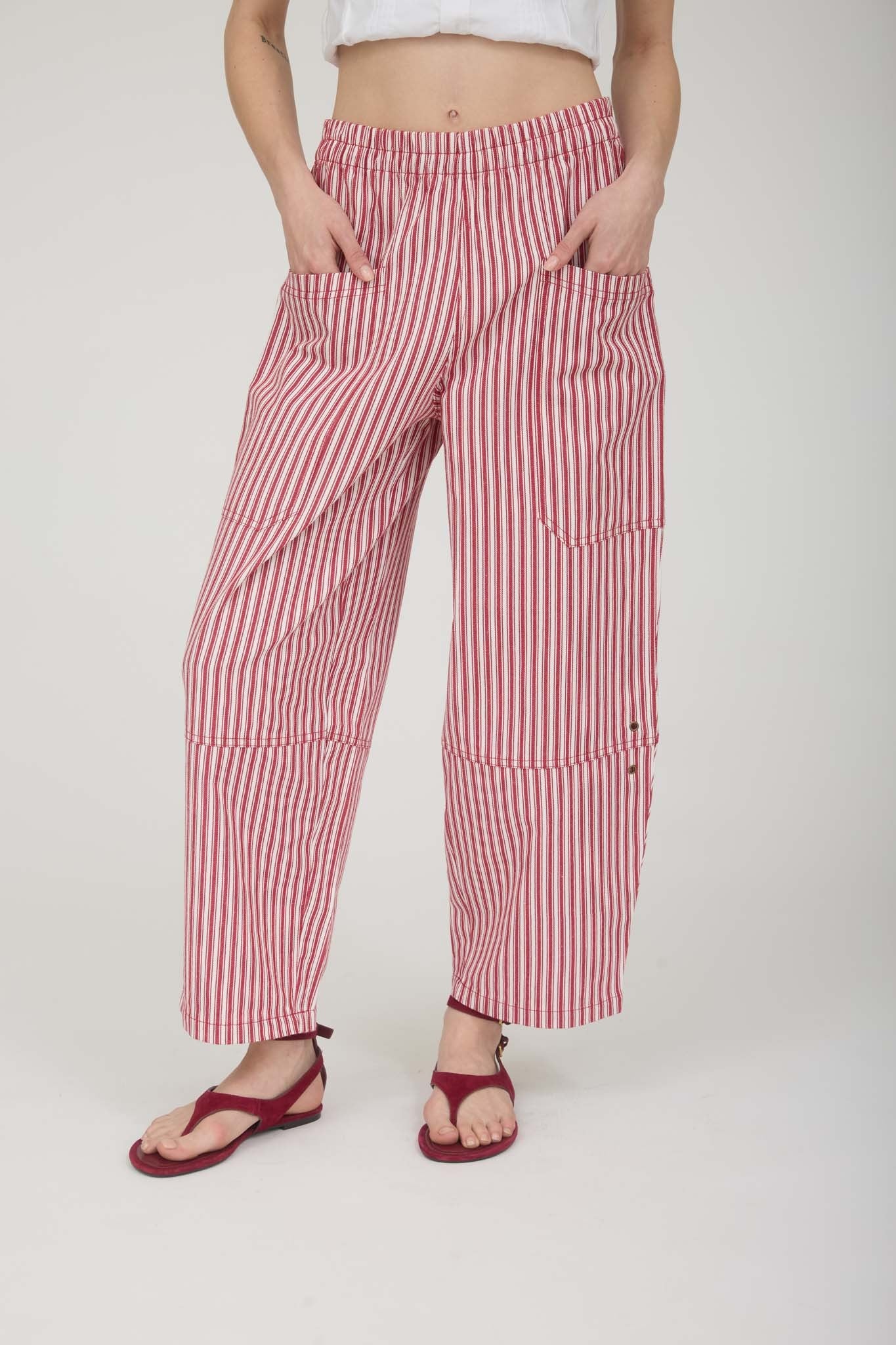 Stripe Pocket Detail Wide Leg Pants - Blush & Cactus