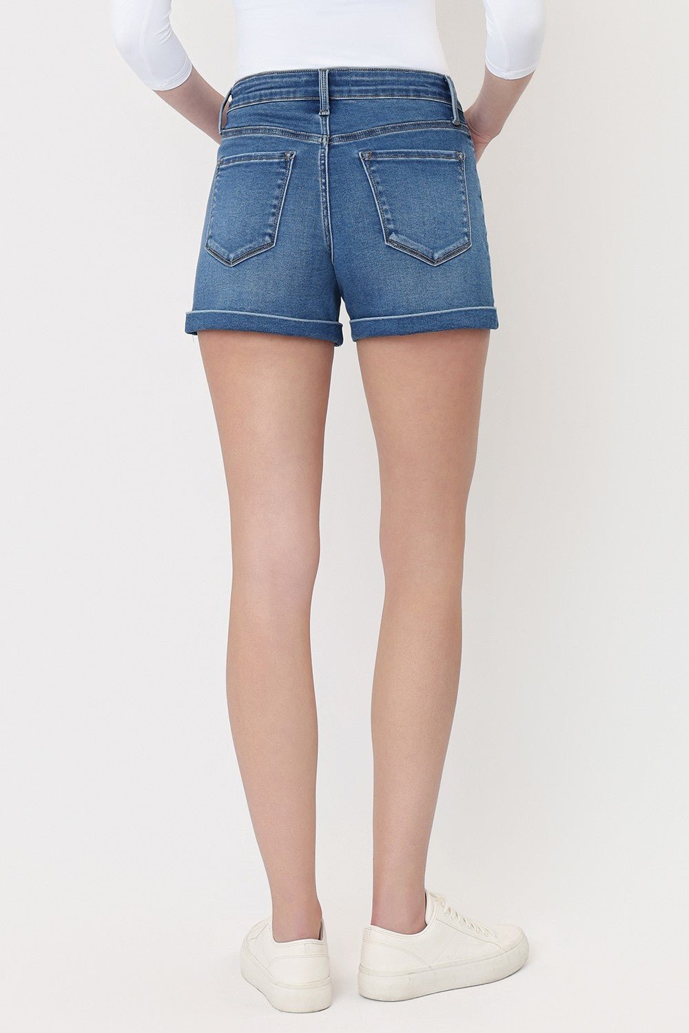 Vervet High Rise Super Soft Cuffed Denim Shorts - Blush & Cactus