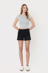 Vervet REBECCA High Rise Super Soft Cuffed Denim Shorts - Black - Blush & Cactus