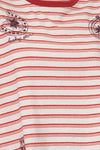 Short Sleeve Striped Horseshoe Print Embroidery - Blush & Cactus