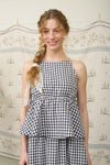 Gingham Elastic Waist Midi Skirt & sleeveless Top Set