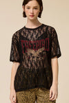 Free Bird America 1977 Graphic Sheer Lace Top - Blush & Cactus