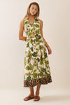 ODDI Sleeveless Mixed Printed Midi Dress