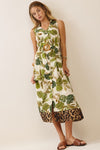 ODDI Sleeveless Mixed Printed Midi Dress